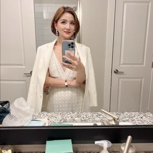 Elegant Reiss Lace Sleeveless White Dress - Size 0